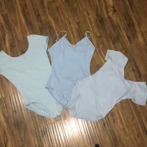 LOT OF THREE BLUE LEOTARDS